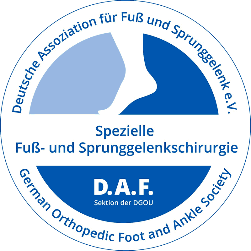 DAF-Logo-mit-DGOU-Spezielle-Fuss-und-Sprunggelenkchirurgie-003 | ORTHO | PEDE Zentrum für Fuß und Sprunggelenk DAF-Logo