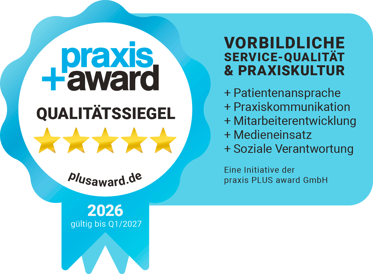 praxis+award 2027 Qualitätssiegel: Vorbildliche Service-Qualität und Praxiskultur